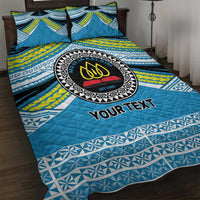 Personalised Tonga Lavengamalie College Quilt Bed Set Polynesian Ngatu Tribal LT9 Blue - Polynesian Pride