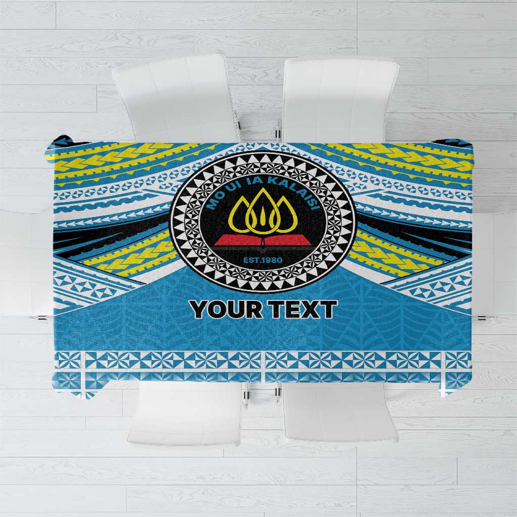 Personalised Tonga Lavengamalie College Tablecloth Polynesian Ngatu Tribal LT9 Blue - Polynesian Pride