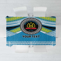 Personalised Tonga Lavengamalie College Tablecloth Polynesian Ngatu Tribal LT9 Blue - Polynesian Pride