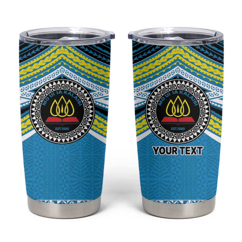 Personalised Tonga Lavengamalie College Tumbler Cup Polynesian Ngatu Tribal LT9 Blue - Polynesian Pride
