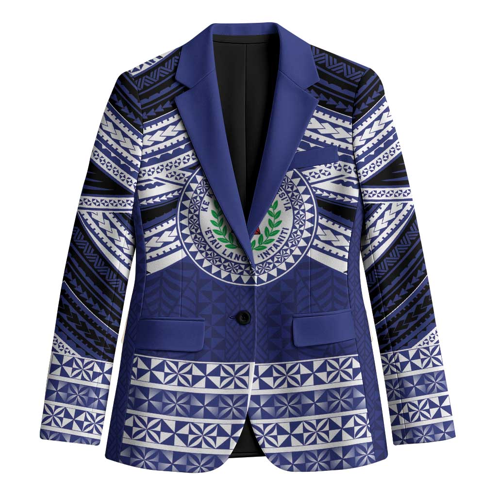Personalised Tonga Sia'atoutai Theological College Blazer Polynesian Ngatu Tribal LT9 Unisex Blue - Polynesian Pride