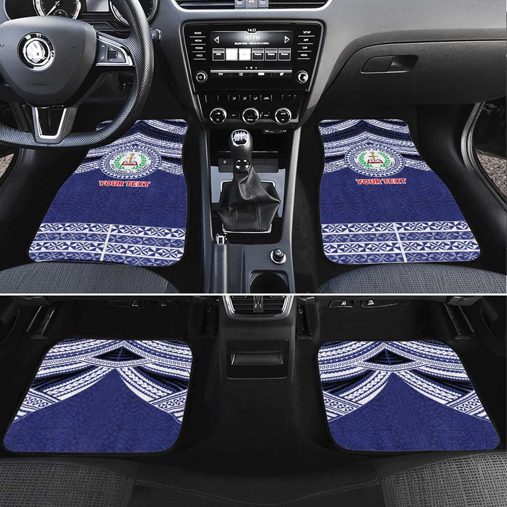 Personalised Tonga Sia'atoutai Theological College Car Mats Polynesian Ngatu Tribal LT9 Set 4pcs Blue - Polynesian Pride