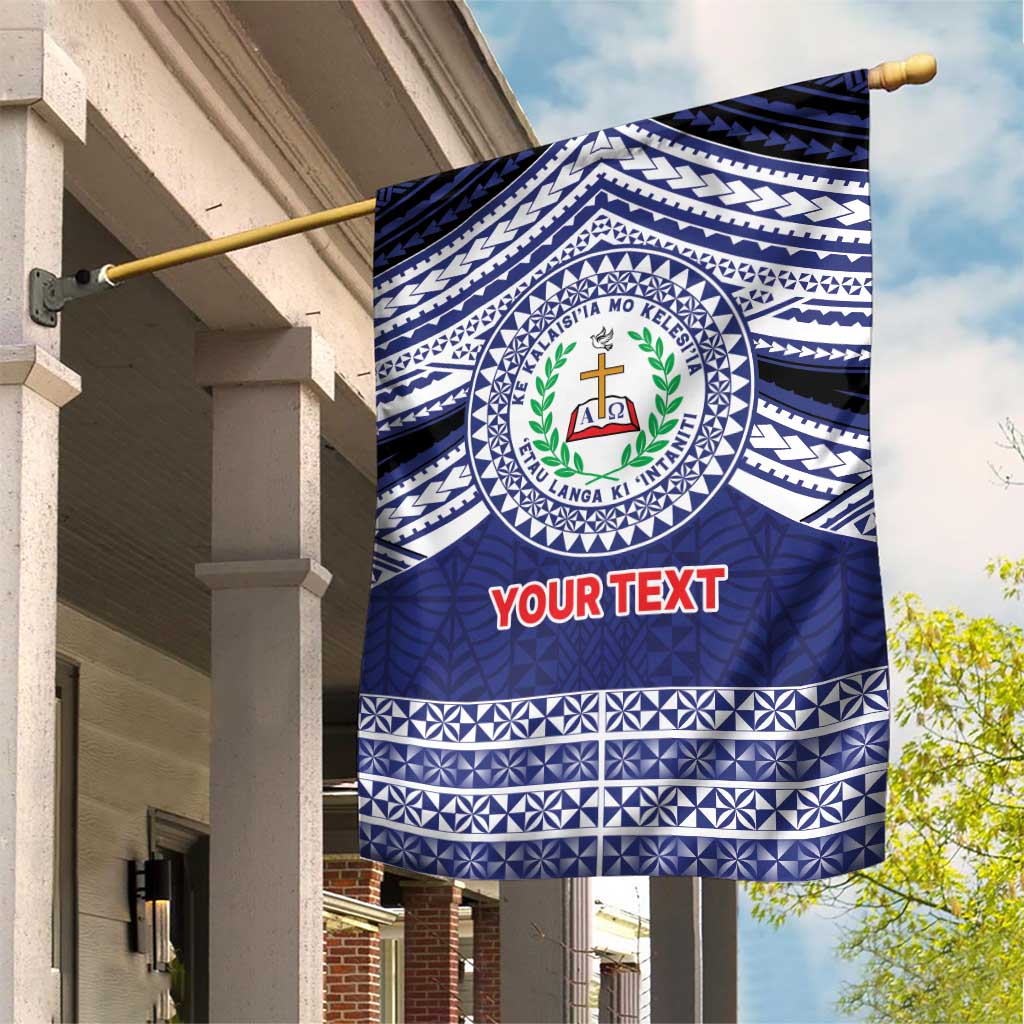 Personalised Tonga Sia'atoutai Theological College Garden Flag Polynesian Ngatu Tribal LT9 House Flag Blue - Polynesian Pride