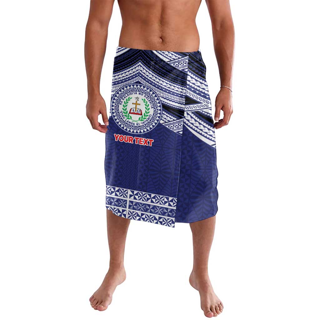Personalised Tonga Sia'atoutai Theological College Lavalava Polynesian Ngatu Tribal LT9 Blue - Polynesian Pride