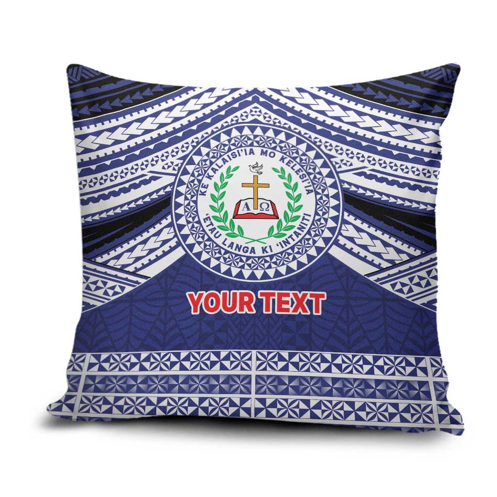 Personalised Tonga Sia'atoutai Theological College Pillow Cover Polynesian Ngatu Tribal LT9 Blue - Polynesian Pride