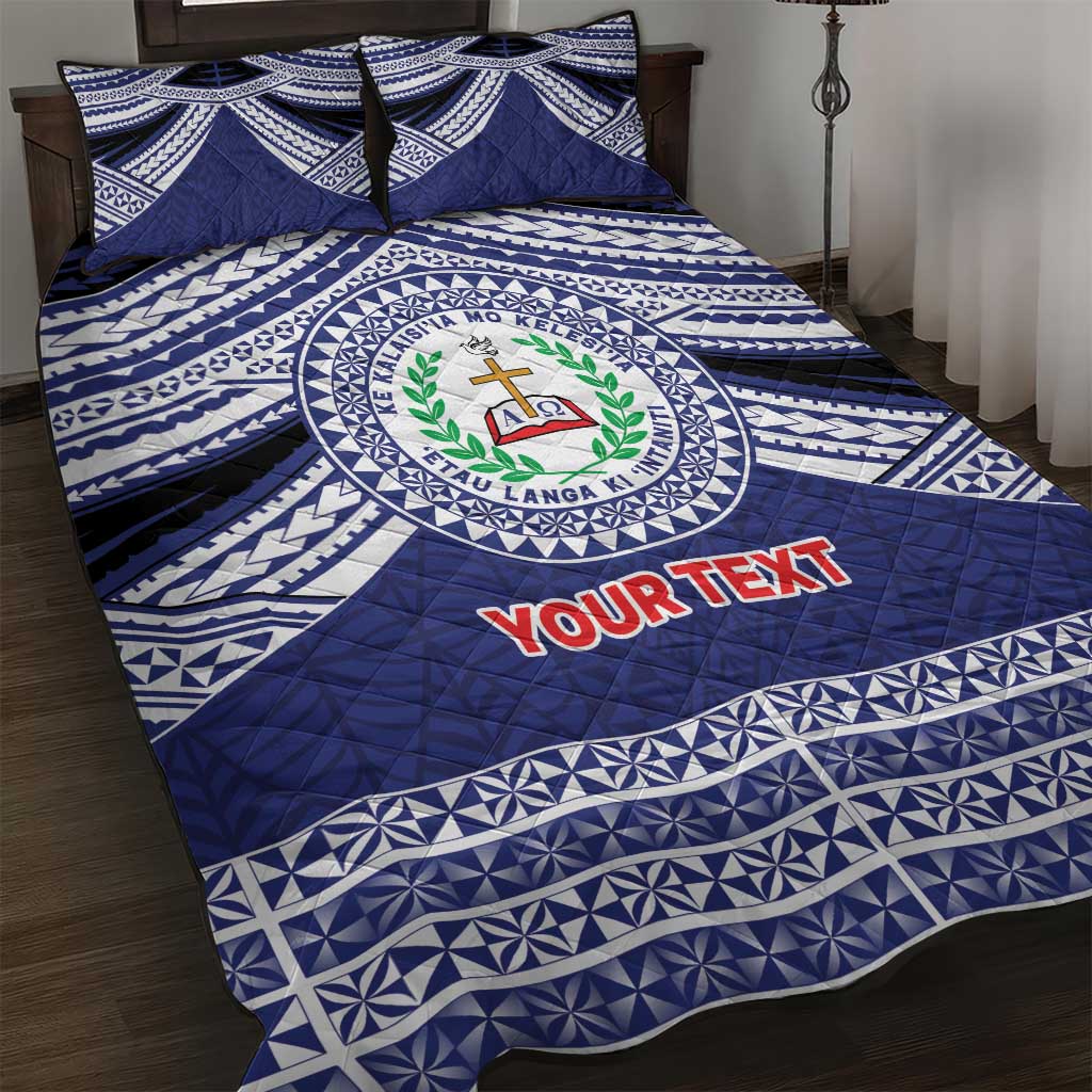 Personalised Tonga Sia'atoutai Theological College Quilt Bed Set Polynesian Ngatu Tribal LT9 Blue - Polynesian Pride