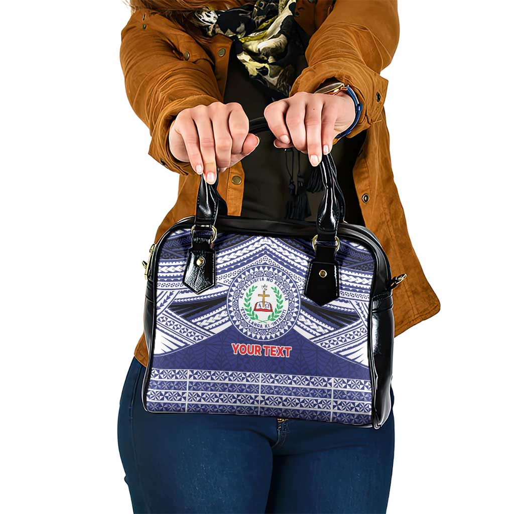 Personalised Tonga Sia'atoutai Theological College Shoulder Handbag Polynesian Ngatu Tribal LT9 One Size Blue - Polynesian Pride