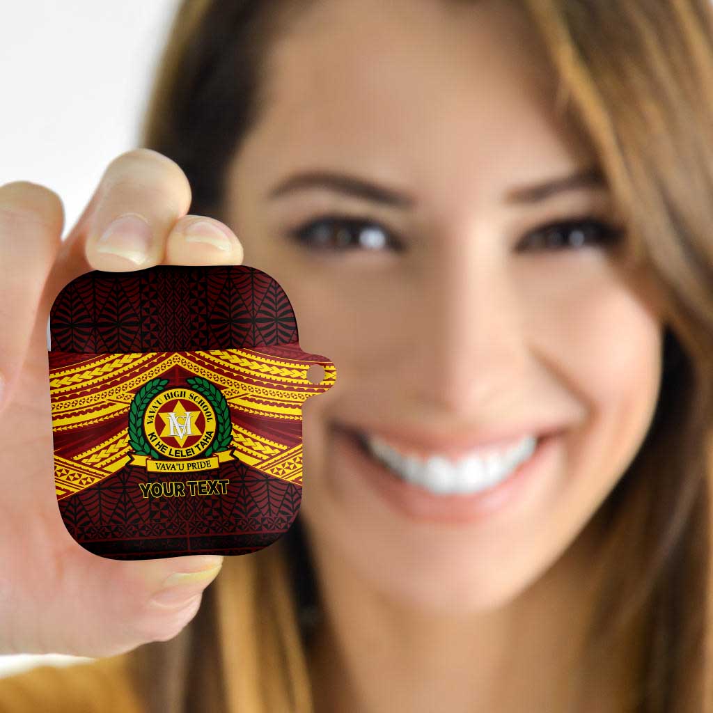 Personalised Tonga Vava'u High School AirPods Case Polynesian Ngatu Tribal LT9 Red - Polynesian Pride