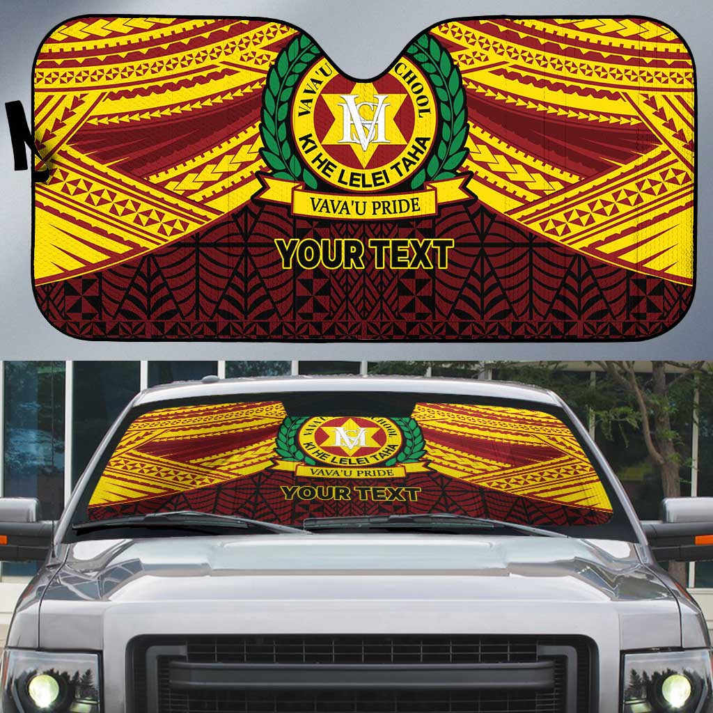 Personalised Tonga Vava'u High School Auto Sun Shade Polynesian Ngatu Tribal LT9 Red - Polynesian Pride