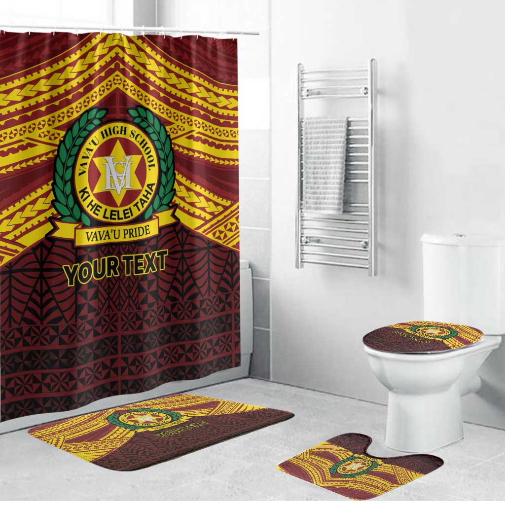 Personalised Tonga Vava'u High School Bathroom Set Polynesian Ngatu Tribal LT9 Bathroom Set (4 pcs) Red - Polynesian Pride
