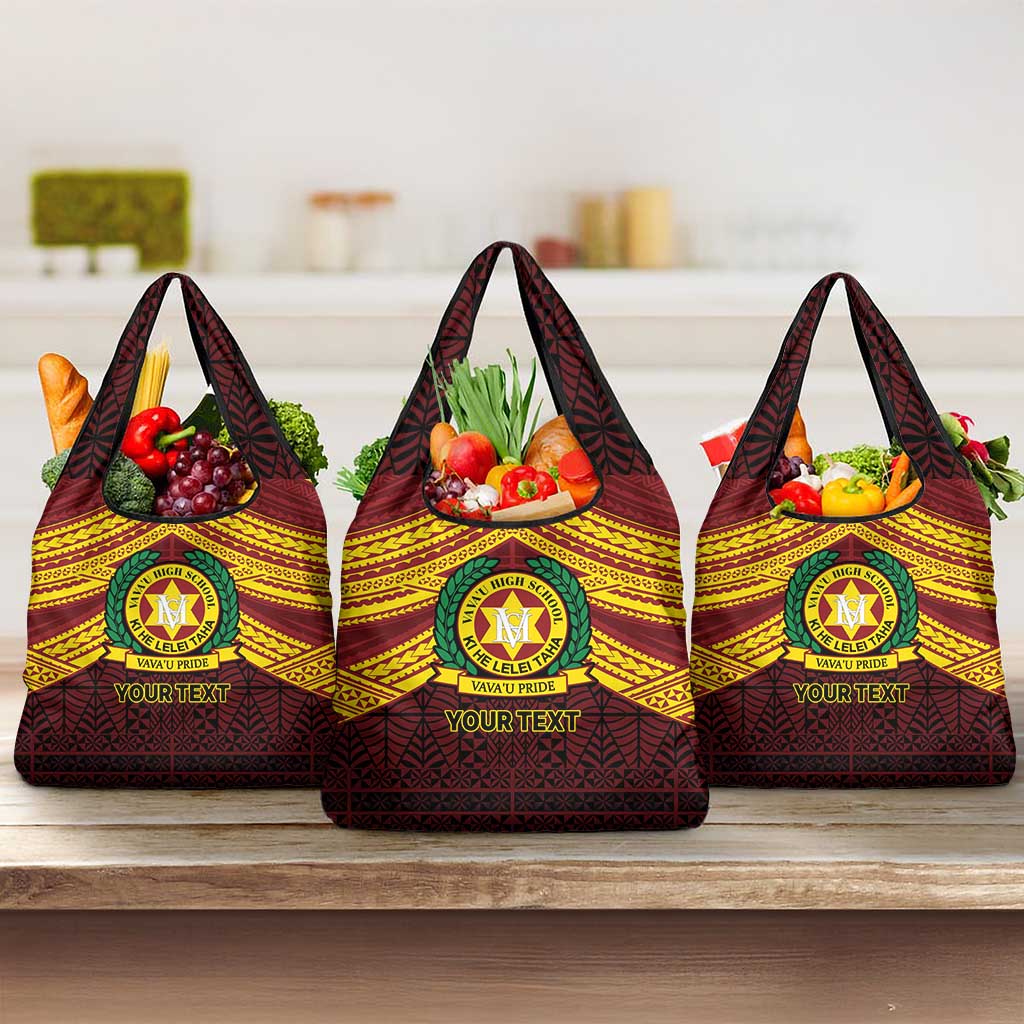 Personalised Tonga Vava'u High School Grocery Bag Polynesian Ngatu Tribal LT9 3-pack One Size Red - Polynesian Pride