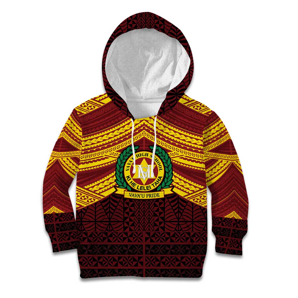 Personalised Tonga Vava'u High School Kid Hoodie Polynesian Ngatu Tribal LT9 Hoodie Red - Polynesian Pride