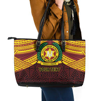 Personalised Tonga Vava'u High School Leather Tote Bag Polynesian Ngatu Tribal LT9 - Polynesian Pride