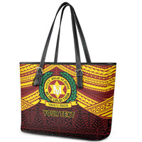 Personalised Tonga Vava'u High School Leather Tote Bag Polynesian Ngatu Tribal LT9 - Polynesian Pride