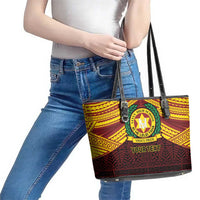 Personalised Tonga Vava'u High School Leather Tote Bag Polynesian Ngatu Tribal LT9 - Polynesian Pride