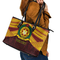 Personalised Tonga Vava'u High School Leather Tote Bag Polynesian Ngatu Tribal LT9 - Polynesian Pride