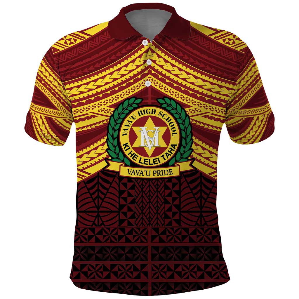 Personalised Tonga Vava'u High School Polo Shirt Polynesian Ngatu Tribal LT9 Red - Polynesian Pride