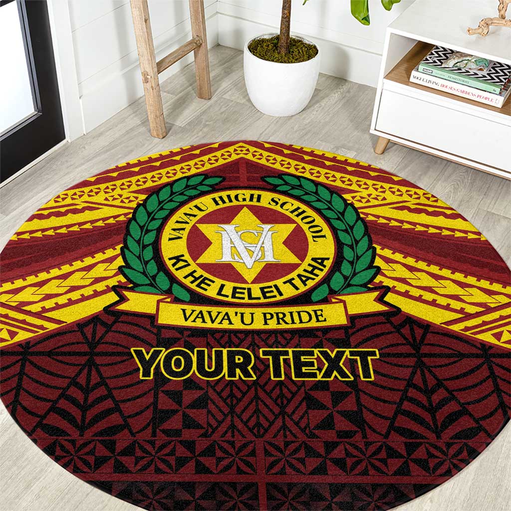 Personalised Tonga Vava'u High School Round Carpet Polynesian Ngatu Tribal LT9 Red - Polynesian Pride