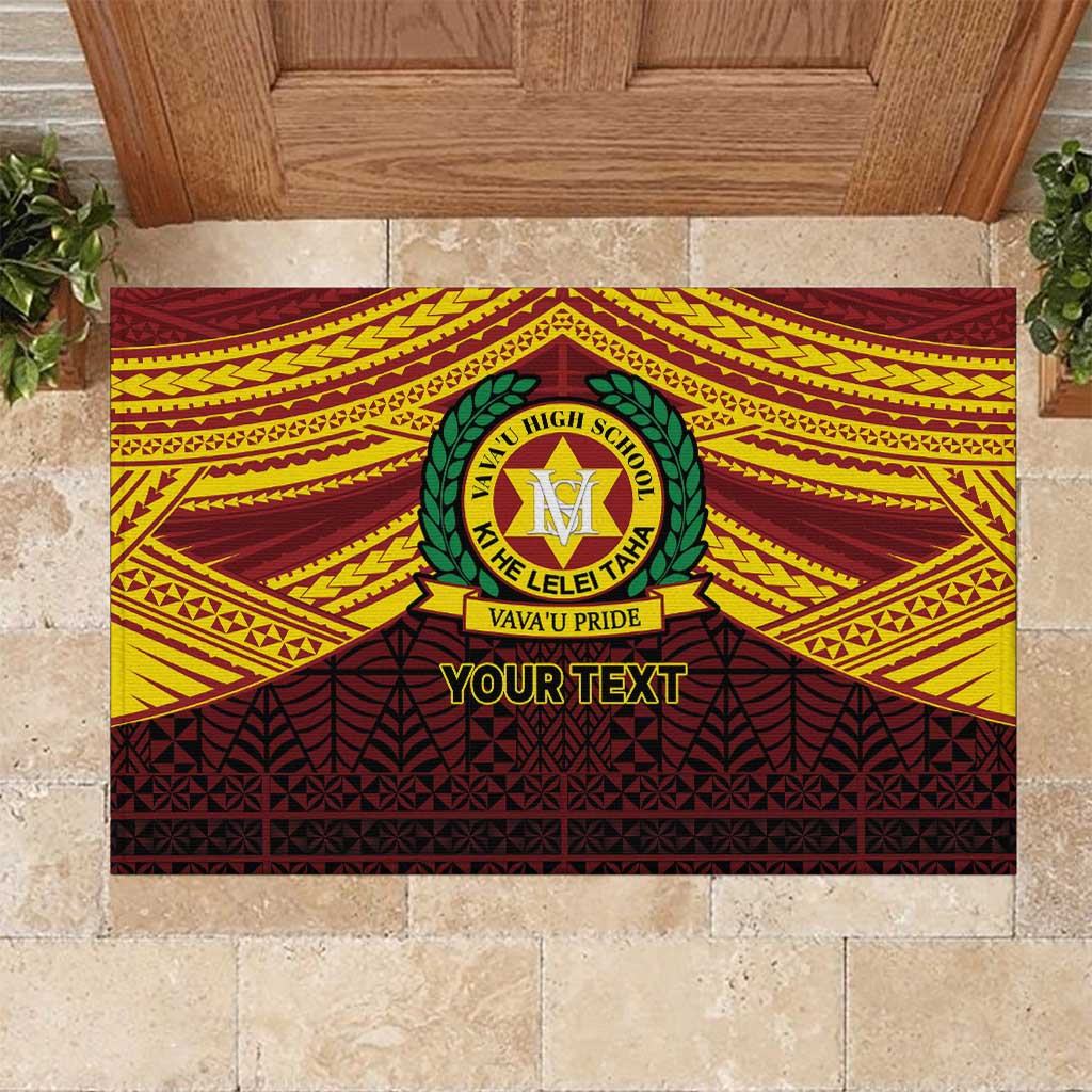 Personalised Tonga Vava'u High School Rubber Doormat Polynesian Ngatu Tribal LT9 Red - Polynesian Pride