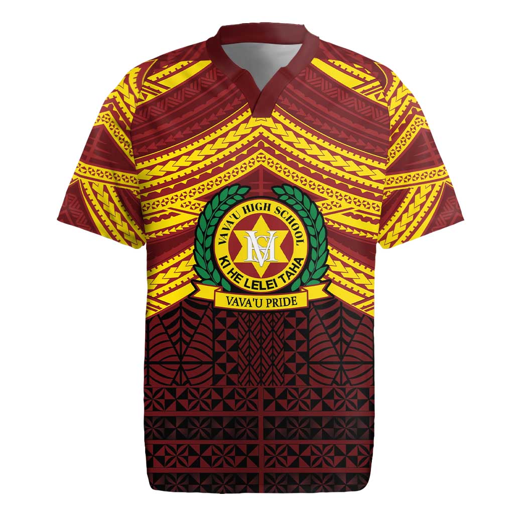 Personalised Tonga Vava'u High School Rugby Jersey Polynesian Ngatu Tribal LT9 Red - Polynesian Pride