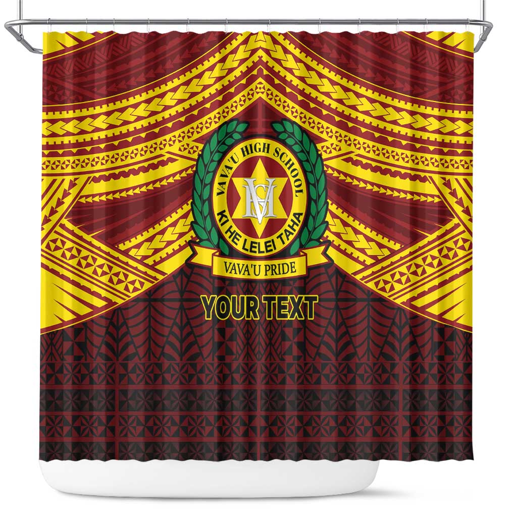 Personalised Tonga Vava'u High School Shower Curtain Polynesian Ngatu Tribal LT9 Red - Polynesian Pride