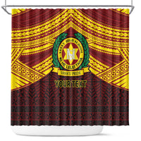 Personalised Tonga Vava'u High School Shower Curtain Polynesian Ngatu Tribal LT9 Red - Polynesian Pride