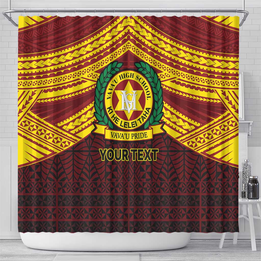 Personalised Tonga Vava'u High School Shower Curtain Polynesian Ngatu Tribal LT9 - Polynesian Pride