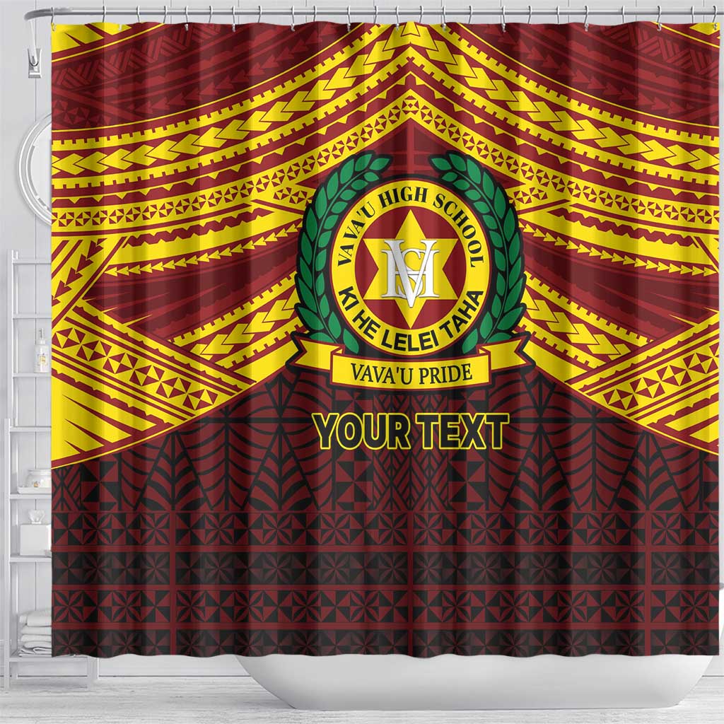 Personalised Tonga Vava'u High School Shower Curtain Polynesian Ngatu Tribal LT9 - Polynesian Pride