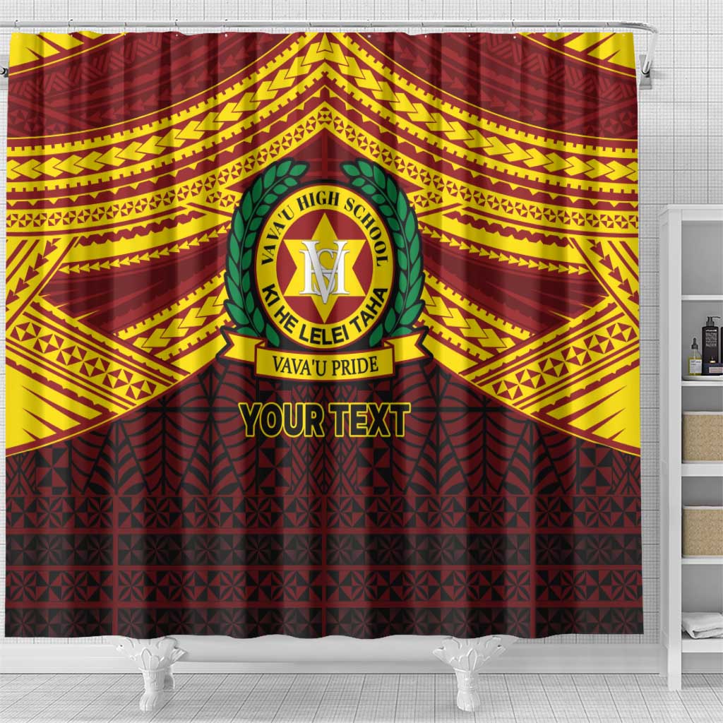 Personalised Tonga Vava'u High School Shower Curtain Polynesian Ngatu Tribal LT9 - Polynesian Pride