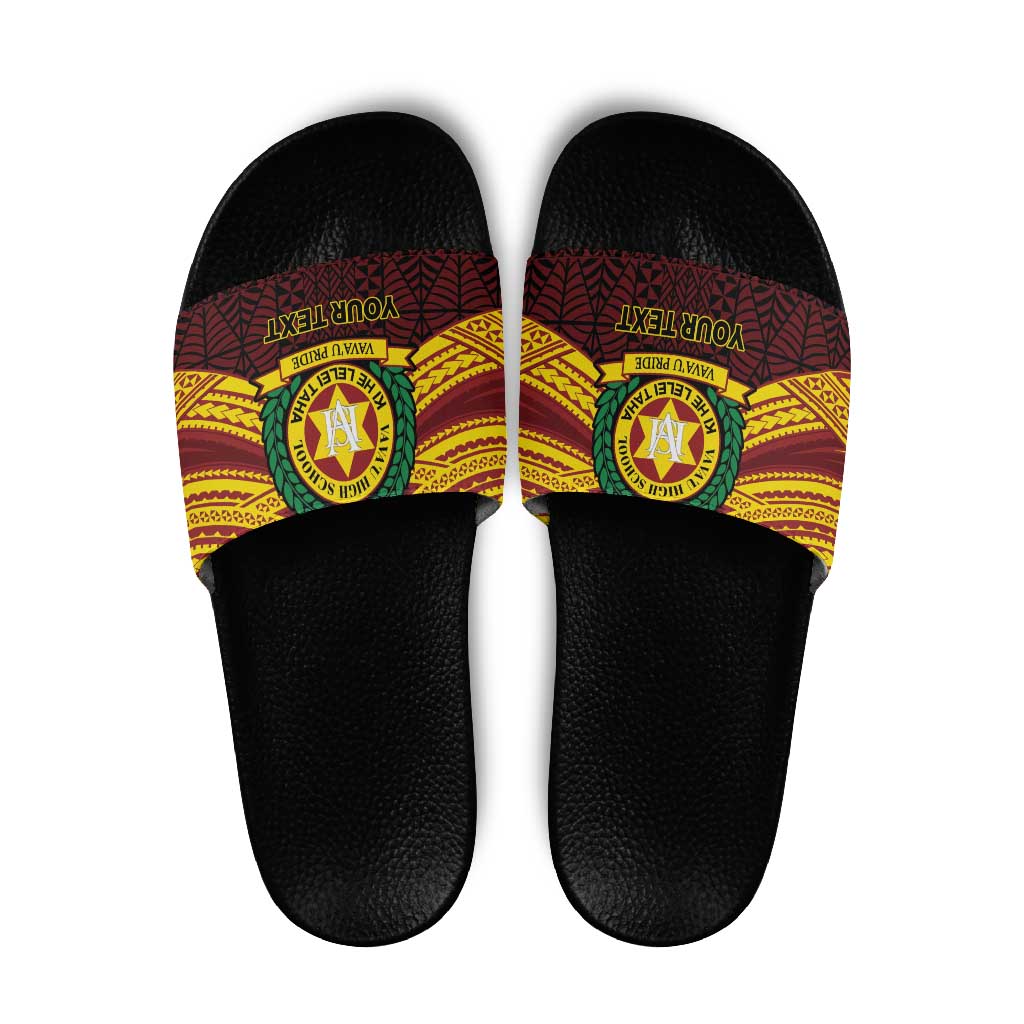 Personalised Tonga Vava'u High School Slide Sandals Polynesian Ngatu Tribal LT9 Red - Polynesian Pride