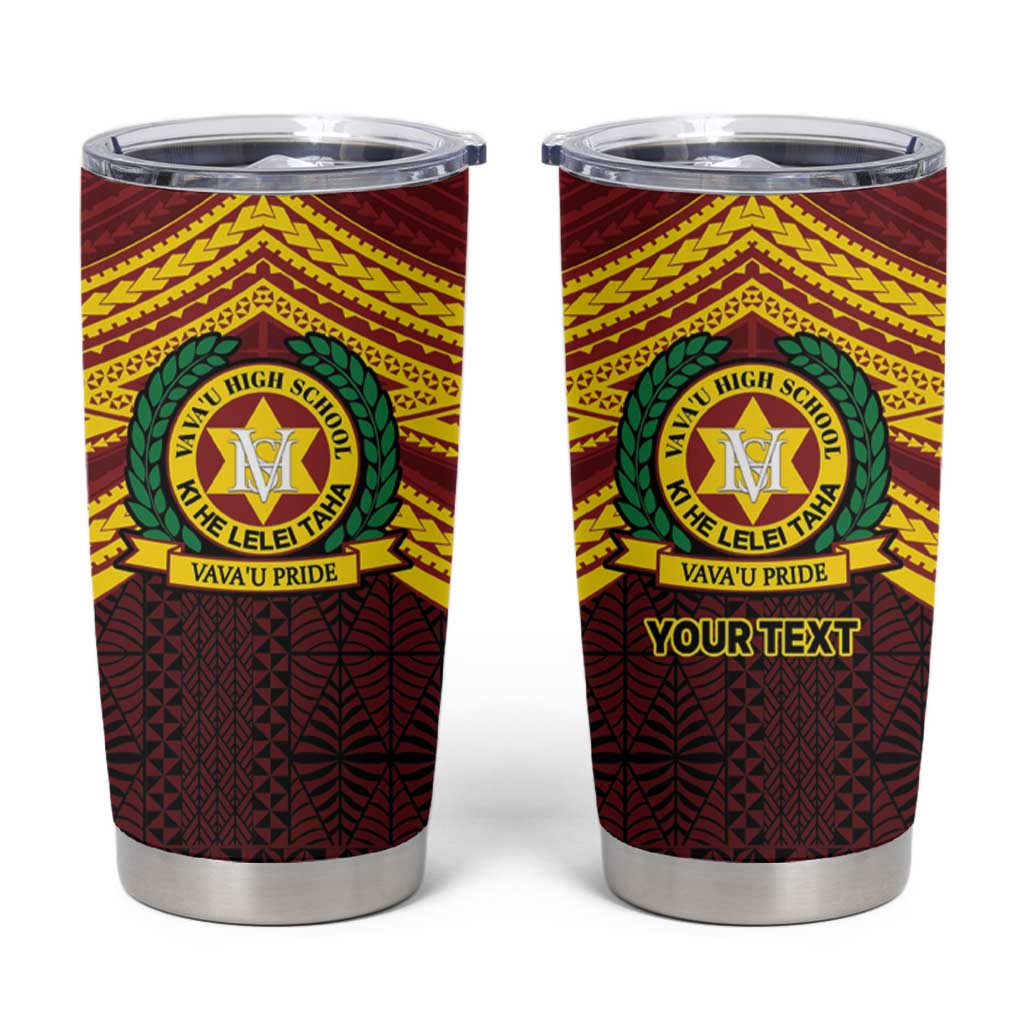 Personalised Tonga Vava'u High School Tumbler Cup Polynesian Ngatu Tribal LT9 Red - Polynesian Pride