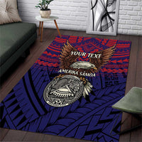 American Samoa Brave Eagle Personalized Area Rug National Flag Color LT9 Blue - Polynesian Pride