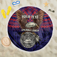 American Samoa Brave Eagle Personalized Beach Blanket National Flag Color LT9 One Size 150cm Blue - Polynesian Pride