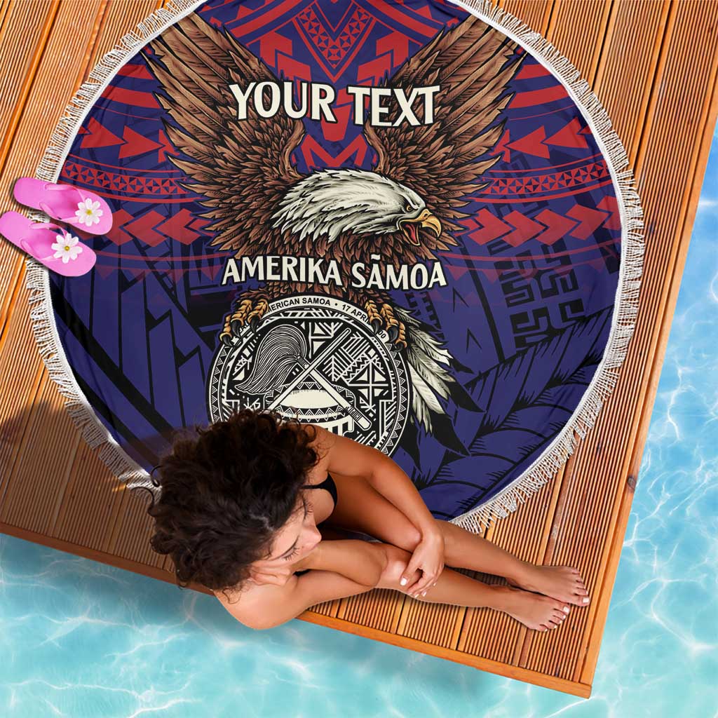 American Samoa Brave Eagle Personalized Beach Blanket National Flag Color LT9 - Polynesian Pride