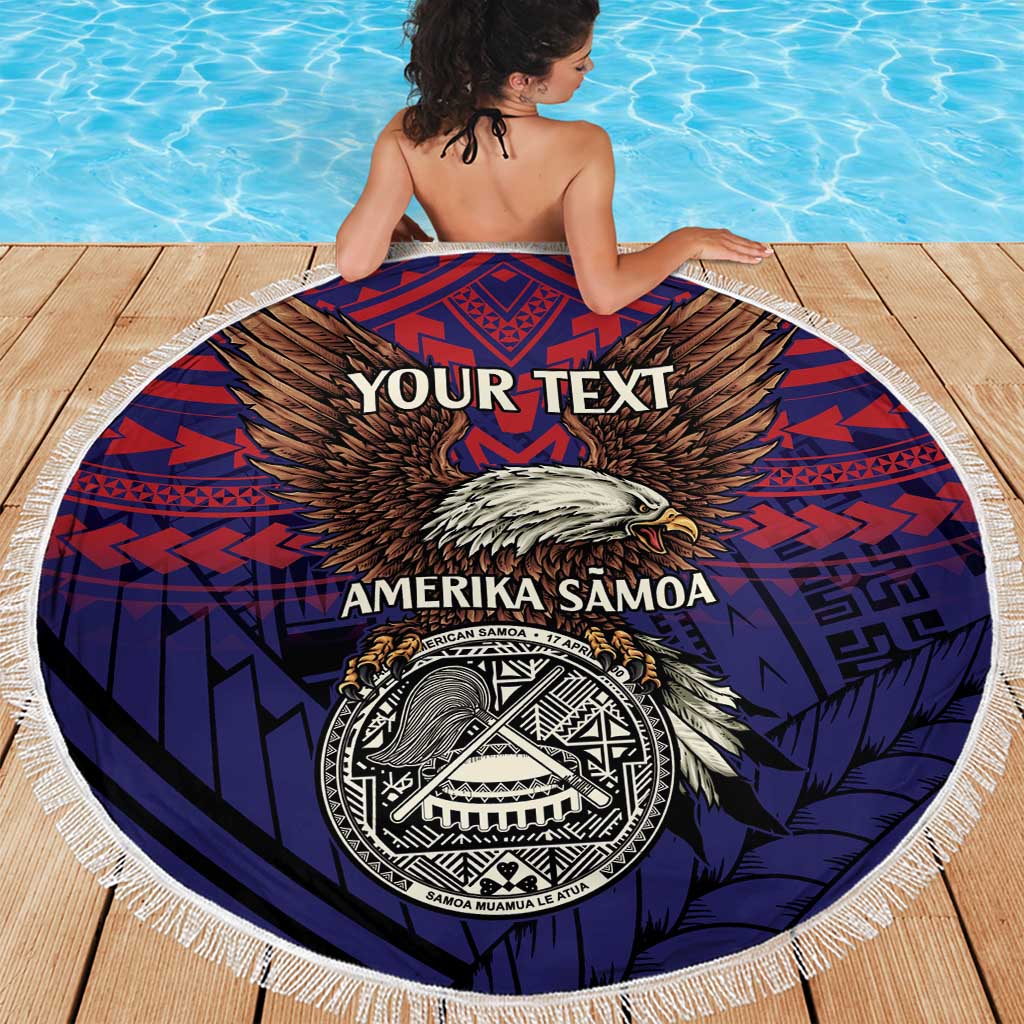 American Samoa Brave Eagle Personalized Beach Blanket National Flag Color LT9 - Polynesian Pride