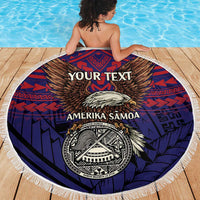 American Samoa Brave Eagle Personalized Beach Blanket National Flag Color LT9 - Polynesian Pride