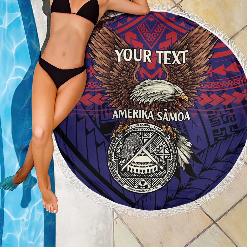 American Samoa Brave Eagle Personalized Beach Blanket National Flag Color LT9 - Polynesian Pride