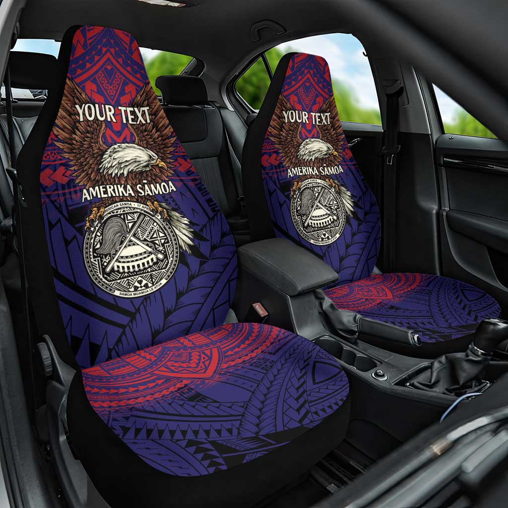 American Samoa Brave Eagle Personalized Car Seat Cover National Flag Color LT9 One Size Blue - Polynesian Pride