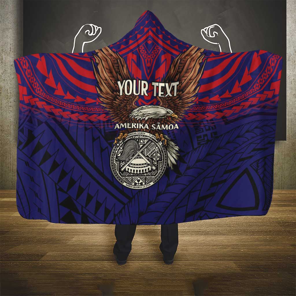 American Samoa Brave Eagle Personalized Hooded Blanket National Flag Color LT9 - Polynesian Pride