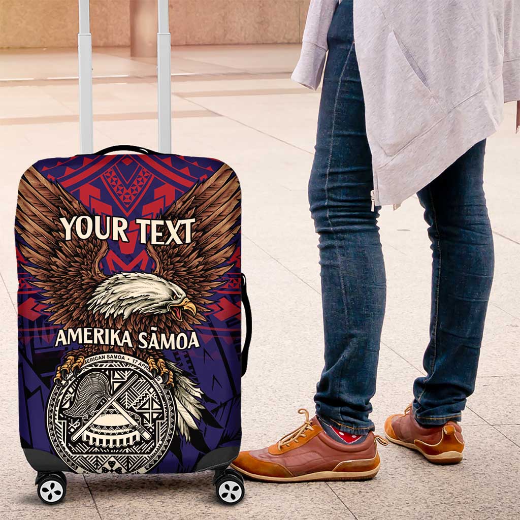American Samoa Brave Eagle Personalized Luggage Cover National Flag Color LT9 Blue - Polynesian Pride