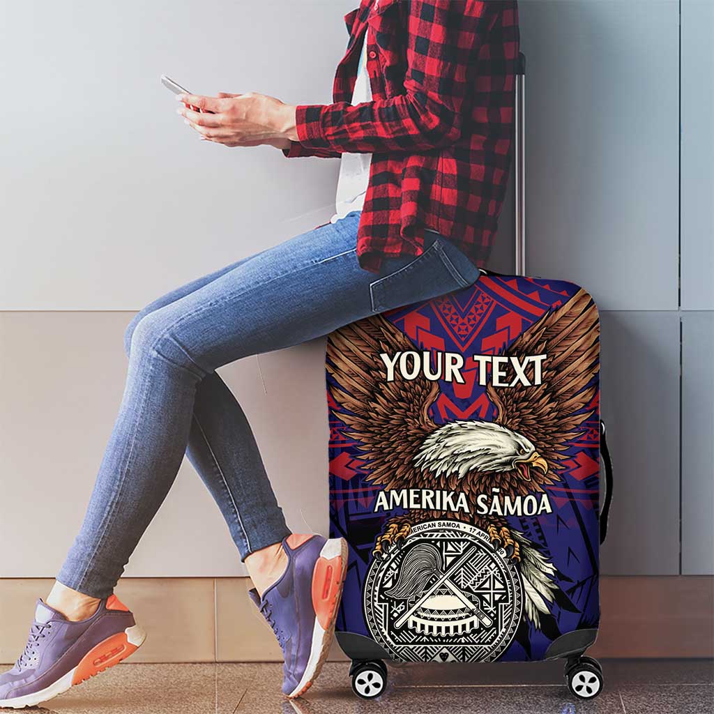 American Samoa Brave Eagle Personalized Luggage Cover National Flag Color LT9 - Polynesian Pride