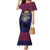 American Samoa Brave Eagle Personalized Mermaid Dress National Flag Color LT9 Women Blue - Polynesian Pride