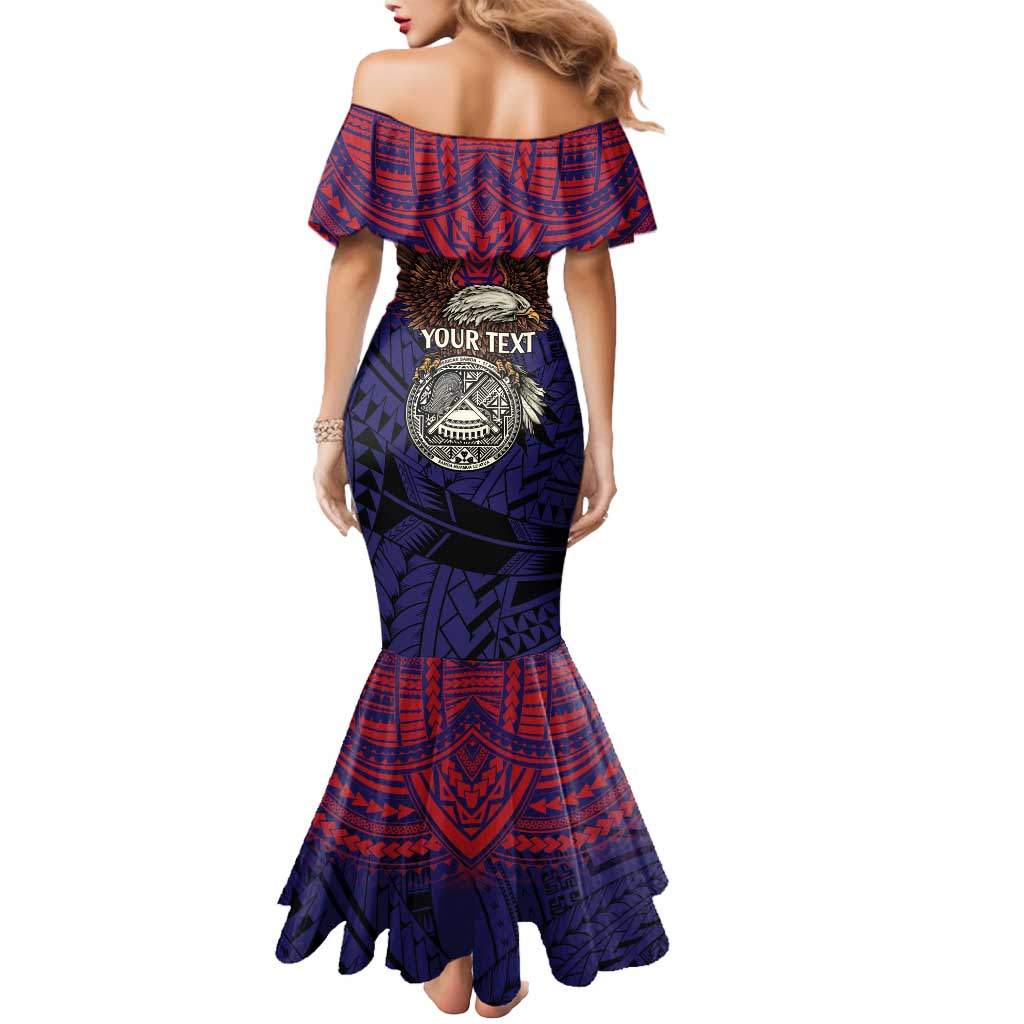 American Samoa Brave Eagle Personalized Mermaid Dress National Flag Color LT9 - Polynesian Pride