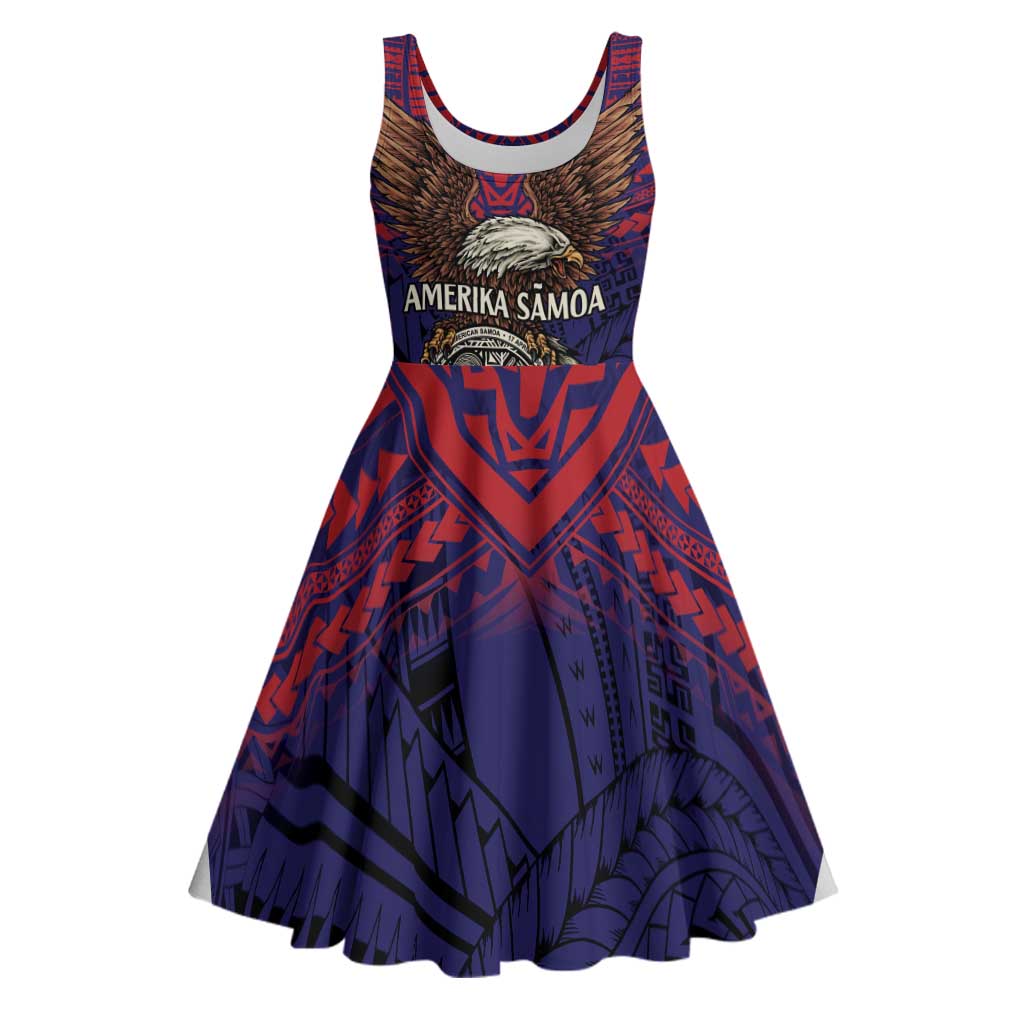 American Samoa Brave Eagle Personalized Midi Dress National Flag Color LT9 Blue - Polynesian Pride