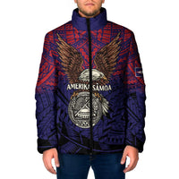 American Samoa Brave Eagle Personalized Padded Jacket National Flag Color LT9 Men Blue - Polynesian Pride