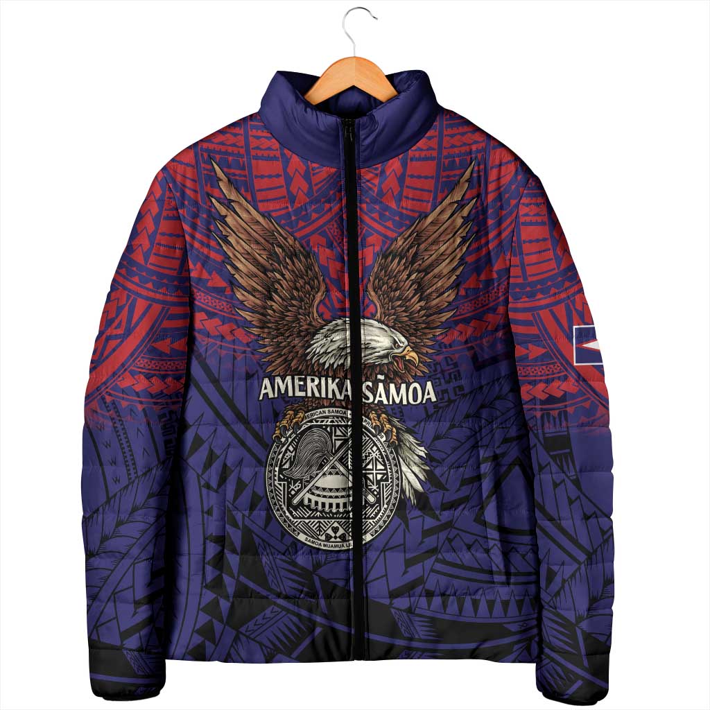 American Samoa Brave Eagle Personalized Padded Jacket National Flag Color LT9 - Polynesian Pride