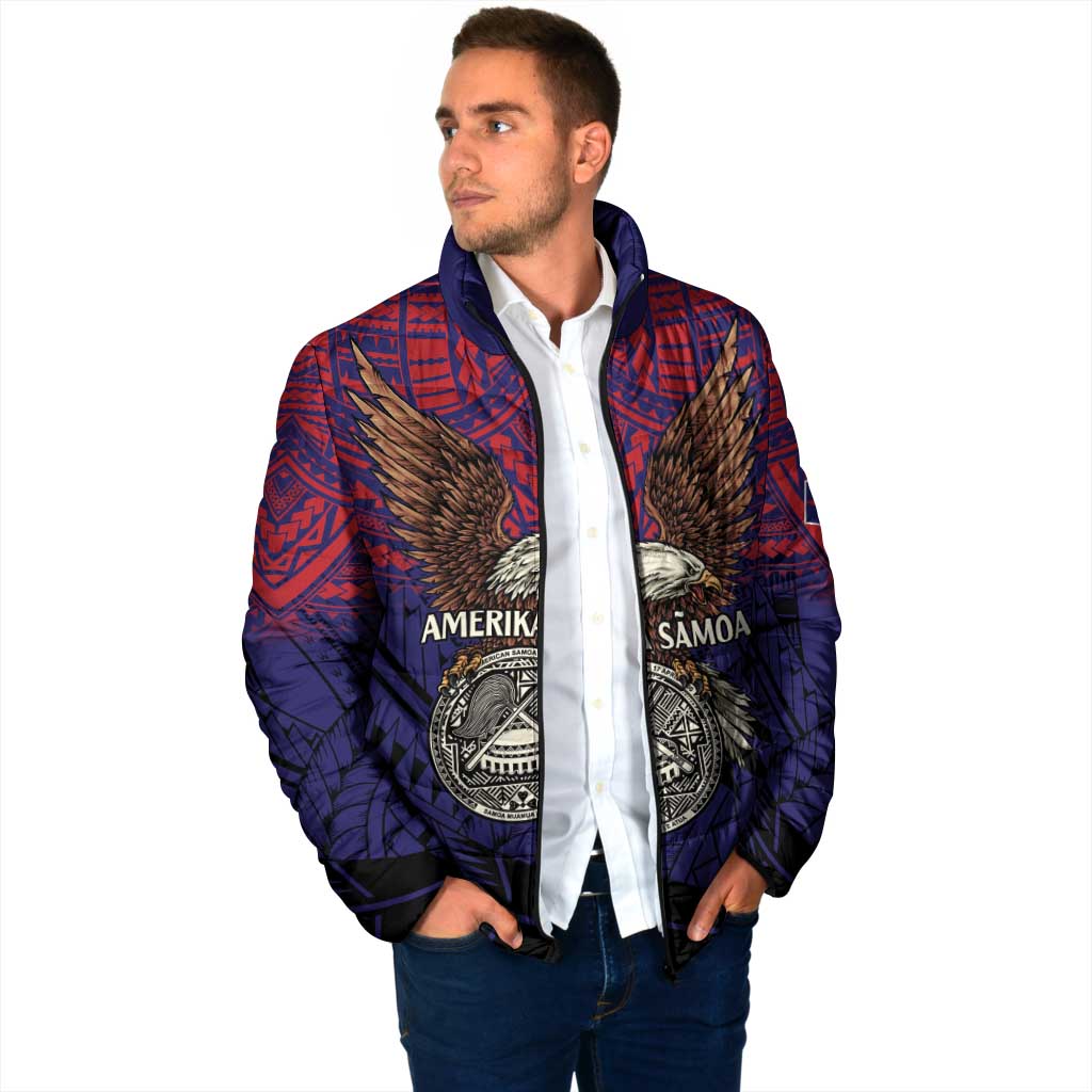 American Samoa Brave Eagle Personalized Padded Jacket National Flag Color LT9 - Polynesian Pride
