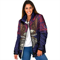 American Samoa Brave Eagle Personalized Padded Jacket National Flag Color LT9 Women Blue - Polynesian Pride