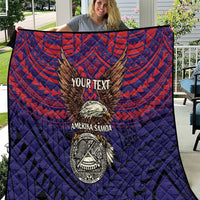 American Samoa Brave Eagle Personalized Quilt National Flag Color LT9 Blue - Polynesian Pride