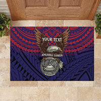 American Samoa Brave Eagle Personalized Rubber Doormat National Flag Color LT9 Blue - Polynesian Pride